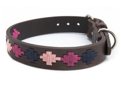 Pioneros Pampa Cross, Berry, Navy & Pink Dog Collar-Small