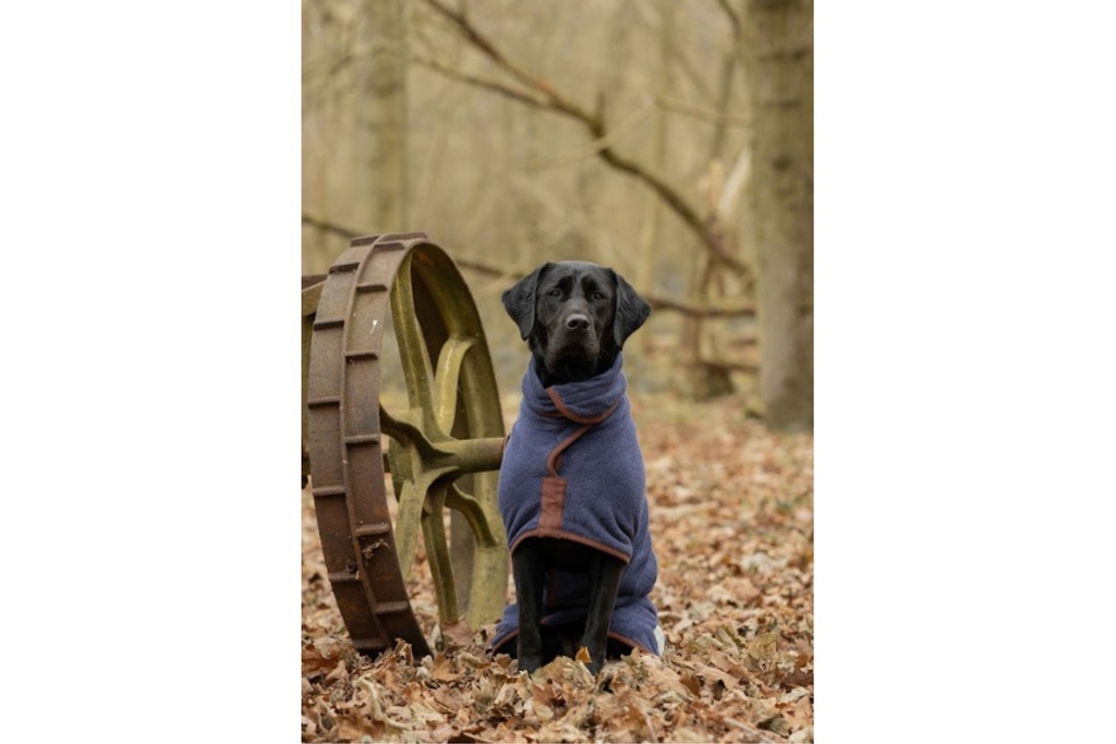 Ruff and Tumble Country Dog Drying Coat With Corduroy Trim - French Navy Large