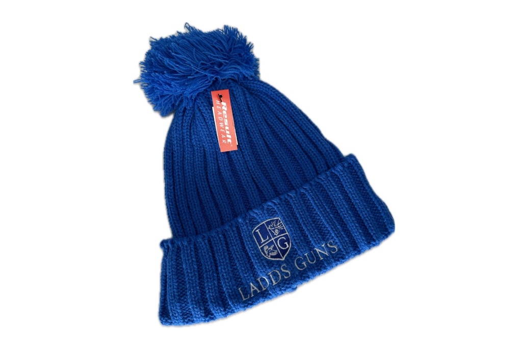 Ladds Guns Adult Ribbed Knitted Beanie With Pom Pom - Royal Blue