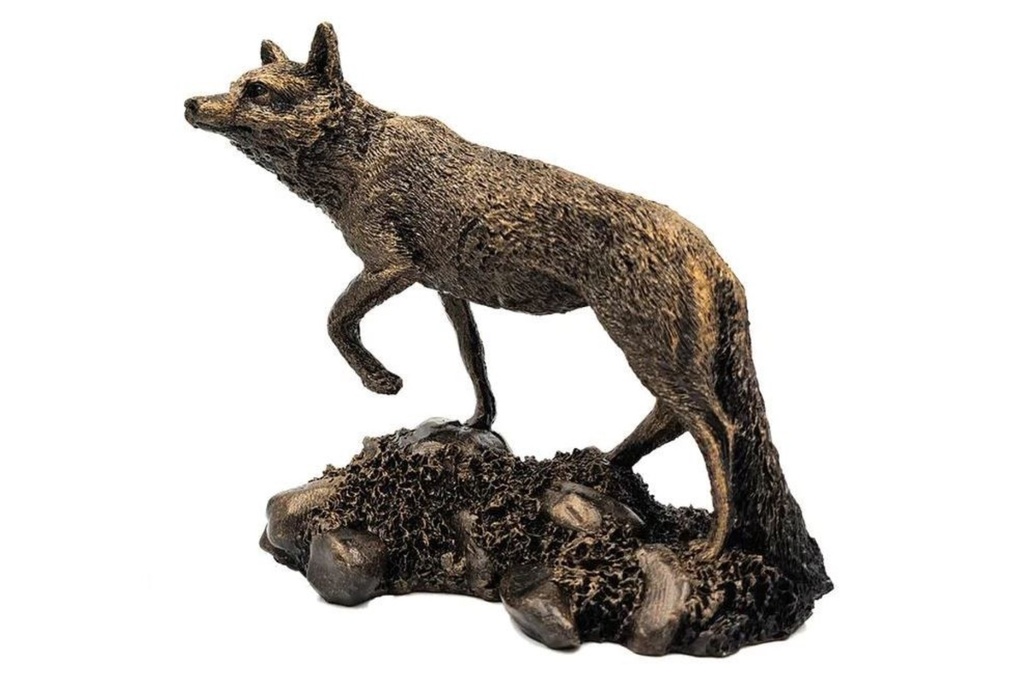 Patina Bronze Sculpture - Fox Standing