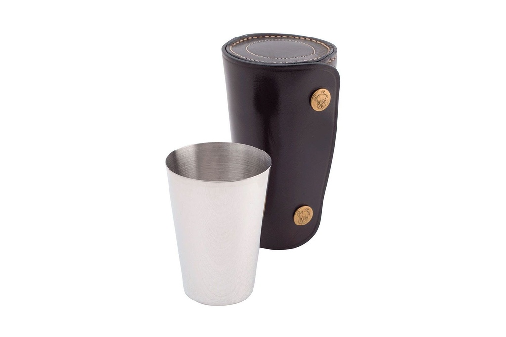 Rey Pavon Set Of 10 Beakers with Chocolate Leather Holder