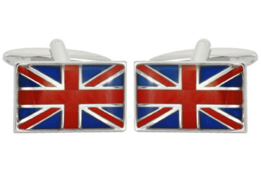 Dalaco Union Jack Flag Rhodium Plate Cufflinks