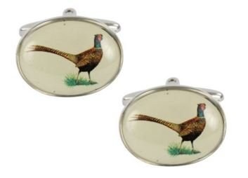 Dalaco Pheasant Oval Rhodium Cufflinks