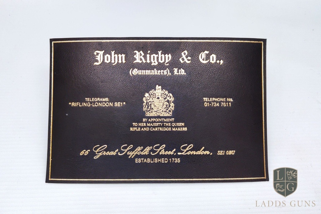 John Rigby Gun Case Label - Design One