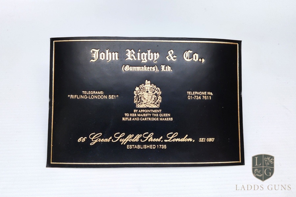 John Rigby Gun Case Label - Design Two