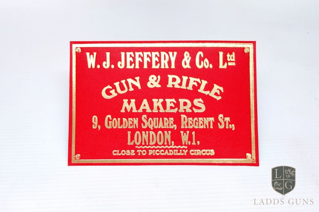 W.J. Jeffery & Co Red Gun Case Label