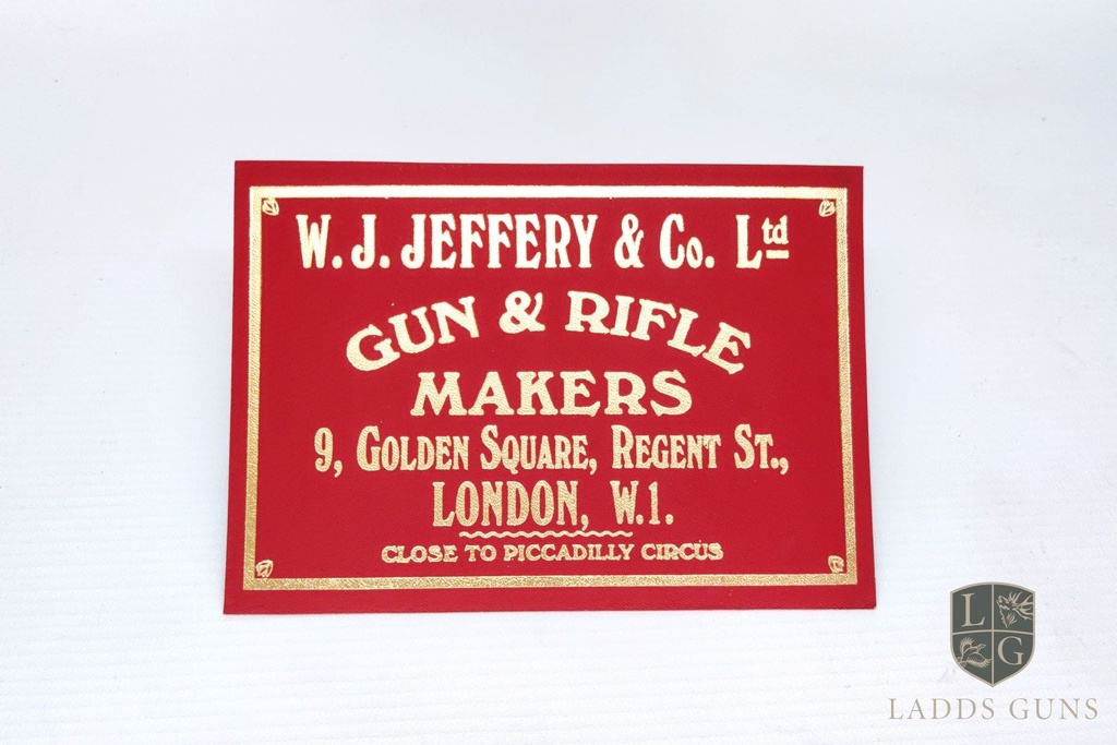 W. Jeffery & Son Burgundy Gun Case Label