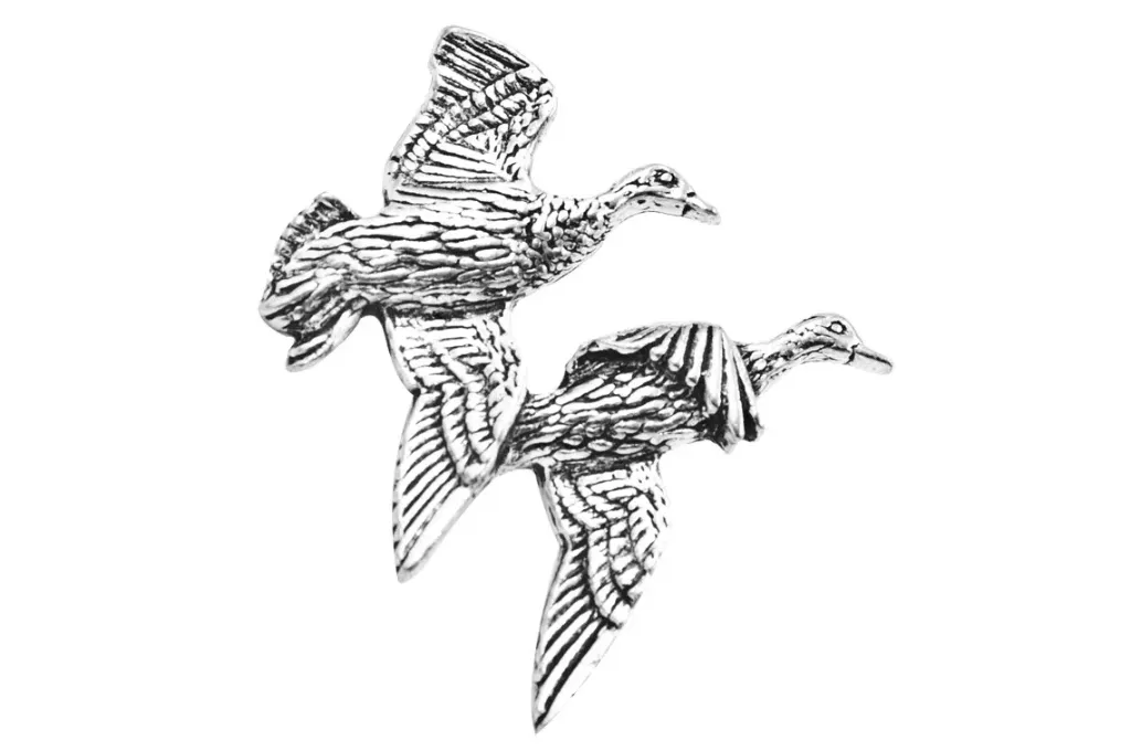 Pewter Pin Pair Of Ducks